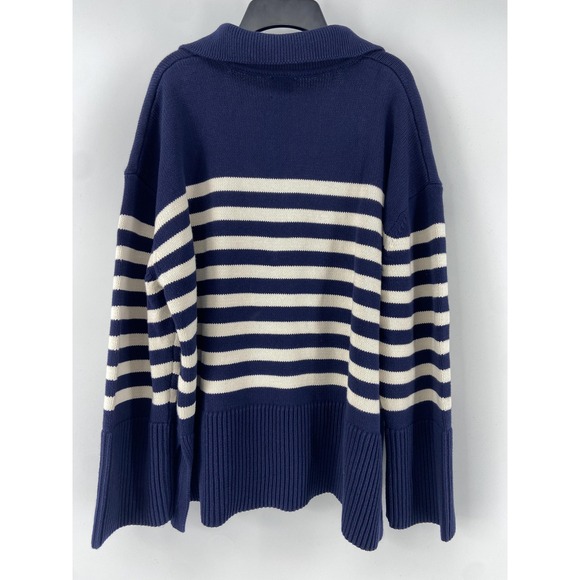 Gap Sweater Womens Large Navy Striped Chunky Nautical Oversized Heavy Preppy - Picture 2 of 10